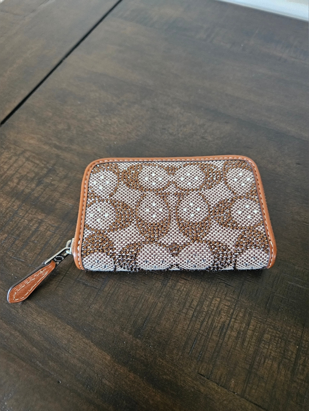 Essential Small Crystal Signature Jacquard Zip Around Card Case